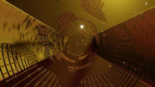 Videohive - Abstract Endless Sci Fi Tunnel Visual With Wireframes Seamlessly Looped - 35302482