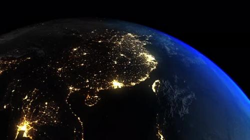 Videohive - Earth Night To Day Asia - 35328038