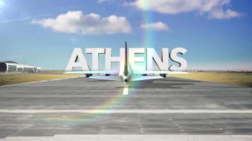 Videohive - Commercial Airplane Landing Capitals And Cities Athens - 35329288