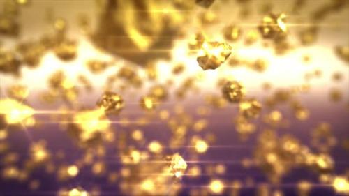 Videohive - Abstract Pieces of Gold Flying and Glowing in the Air - 35333694