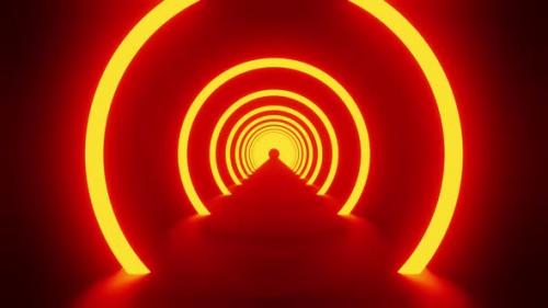 Videohive - Vj Loop Background Of The Fire Orange Ring With Mirrored Floor HD - 35346318