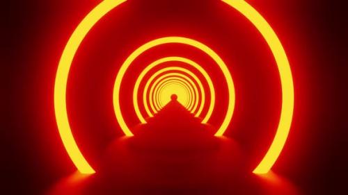 Videohive - Vj Loop Background Of The Fire Orange Ring With Mirrored Floor 4K - 35346323