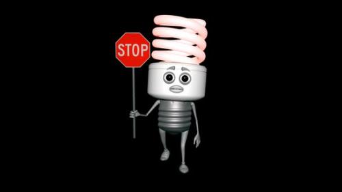 Videohive - Light Bulb Stop Sign Looped Alpha Channel - 35357663