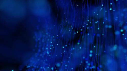 Videohive - Blue Background Of Glowing Fibers - 34564901