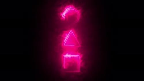 Videohive - Abstract animation of a glowing neon triangle square and circle on a black background. - 35283660