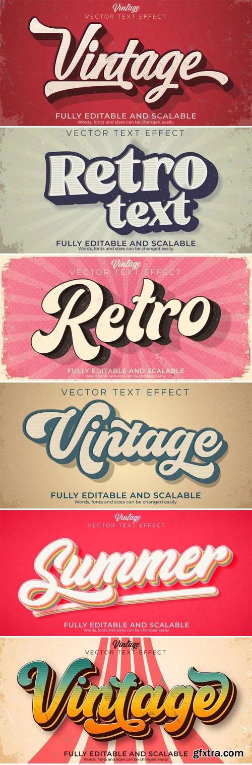 10+ Retro & Vintage Editable Vector Text Effects Templates Collection