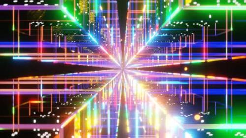 Videohive - Abstract Multicolor Neon Square Moving Through VJ Loop Concert Background - 35249369