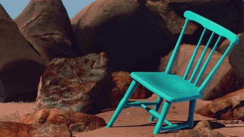Videohive - Retro Blue Wooden Chair on the Beach - 35325492