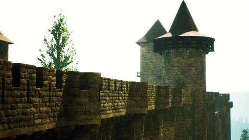 Videohive - Old Castle Walls at the Sunset - 35325521