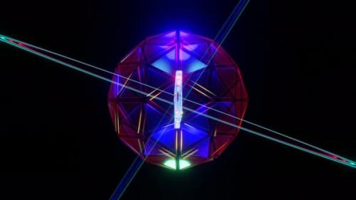 Videohive - VJ Loop Animation of the Rotation of the NFT Inscription in a Crystal Neon Ball - 35348353