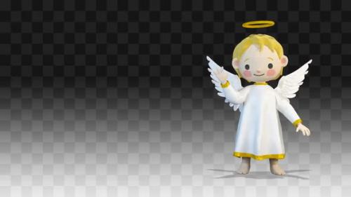 Videohive - Angel Comes Out From The Right Side Of The Screen And Greeting - 35358828