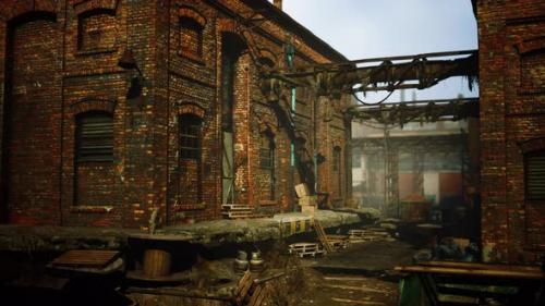 Videohive - Abandoned Industrial Factory Buildings at Sunset - 35367643
