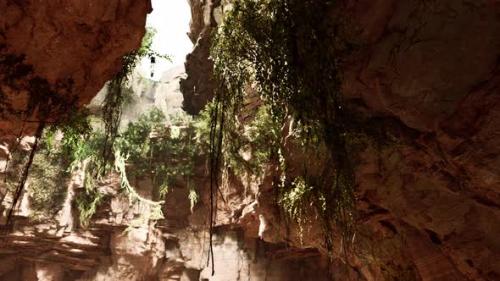 Videohive - Large Fairy Rocky Cave with Green Plants - 35367683