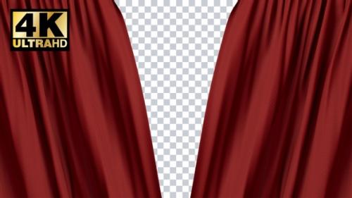 Videohive - Curtain Open And Close With Transparent Background Alpha Red Velvet Theater 4k - 32317088