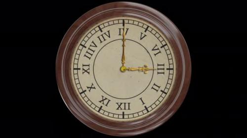 Videohive - Wall Clock Time Lapse 12 Hours 60fps 4k Vintage Transparent Bg - 35248930