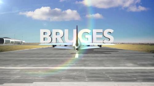 Videohive - Commercial Airplane Landing Capitals And Cities Bruges - 35329284