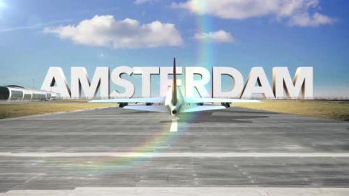 Videohive - Commercial Airplane Landing Capitals And Cities Amsterdam - 35329291