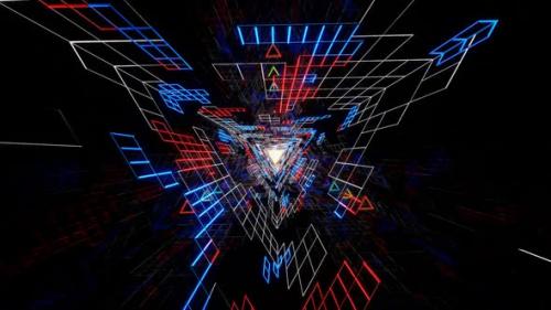 Videohive - Vj Loop Is A Mystical Bright Shimmering Neon Tunnel With Bright Flying Triangles 02 - 35329412