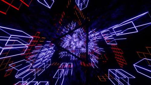 Videohive - Vj Loop Is A Fantastically Bright Shimmering Neon Tunnel With Bright Flying Triangles 02 - 35329535