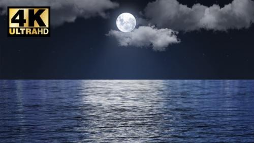 Videohive - Beautiful Moon Over The Sea Ocean Waves Under Moonlight - 27227806