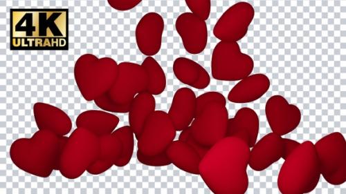 Videohive - 3D Hearts Transition With Transparent Background Alpha Channel 4K - 30164589