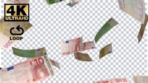 Videohive - Falling Euro Banknotes With Alpha Channel In 4K Loopable Money Transparent Background - 30164591