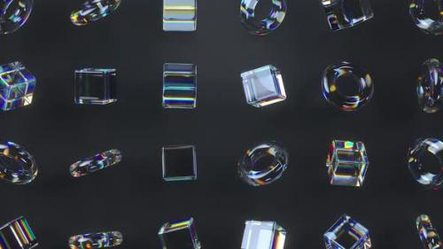 Videohive - 3d glass rotating cubes and toruses. - 31517143