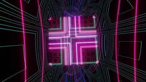 Videohive - Vj Loop Abstract Surreal Psychedelic Rotating Neon Background 02 - 35360183