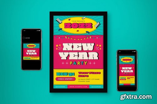 New Year Party Flyer Set