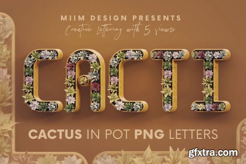 CreativeMarket - Cactus In Pot - 3D Lettering 6724335
