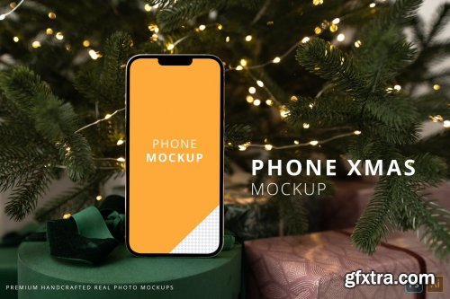 iPhone 13 Pro Max Christmas Tree Bokeh Cozy Mockup