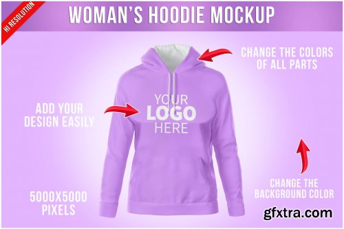 Woman\'s Hoodie Mockup - Front View