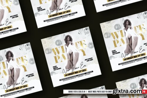 New Year White Party Flyer