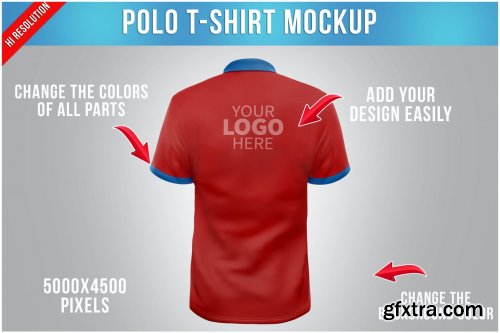 Polo T-shirt Mockup - Back View