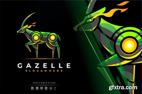 Unique Modern Colorful Robot Gazelle Logo Design