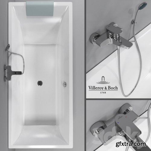 Bathtub Villeroy & Boch Squaro, bath mixer Villeroy & Boch Subway