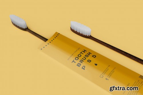 Bamboo Toothbrushes with Box Mockup