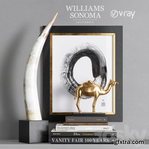 William Sonoma - Yak Horn On Black Stand
