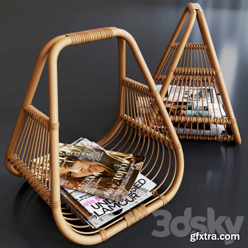 journals set and wicker stand made of natural rattan