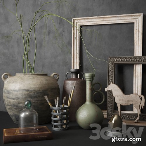 Decorative set with vases