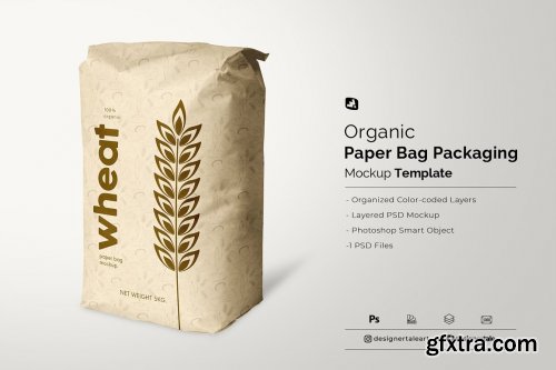 CreativeMarket - Organic Paper Bag Packaging Mockup 6610437