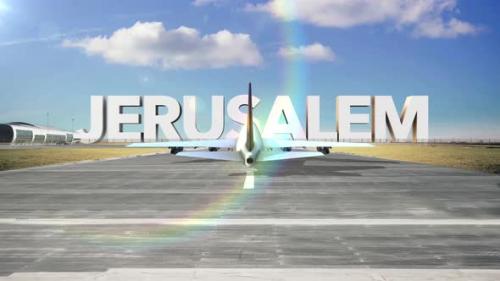 Videohive - Commercial Airplane Landing Capitals And Cities Jerusalem - 35367938