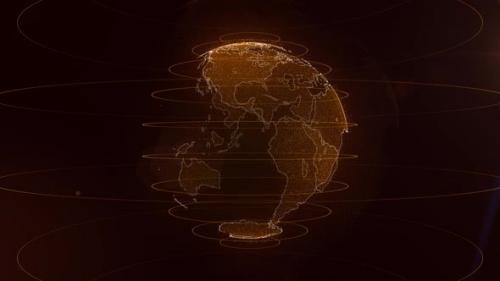 Videohive - Digital Orange Particle Earth Background - 35368037