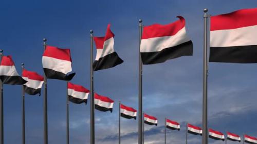 Videohive - The Yemen Flags Waving In The Wind 4K - 35368278