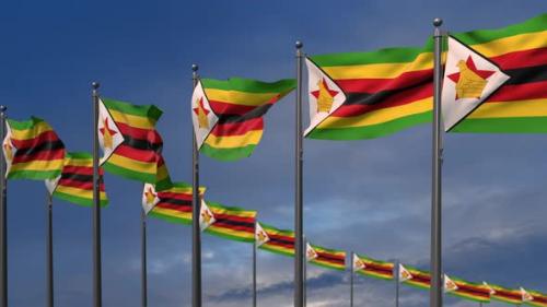 Videohive - The Zimbabwe Flags Waving In The Wind 4K - 35368279