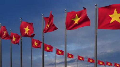 Videohive - The Vietnam Flags waving in the wind - 4K - 35368281