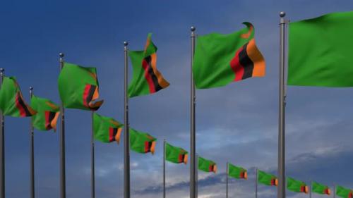 Videohive - The Zambia Flags Waving In The Wind 4K - 35368282