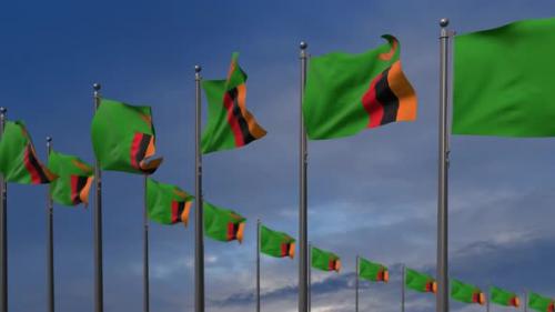 Videohive - The Zambia Flags Waving In The Wind 2K - 35368283