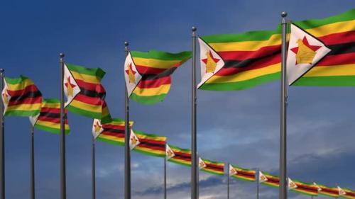 Videohive - The Zimbabwe Flags Waving In The Wind 2K - 35368284