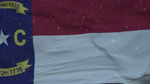 Videohive - North Carolina Winter Flag with Snowflakes Background - 35368557